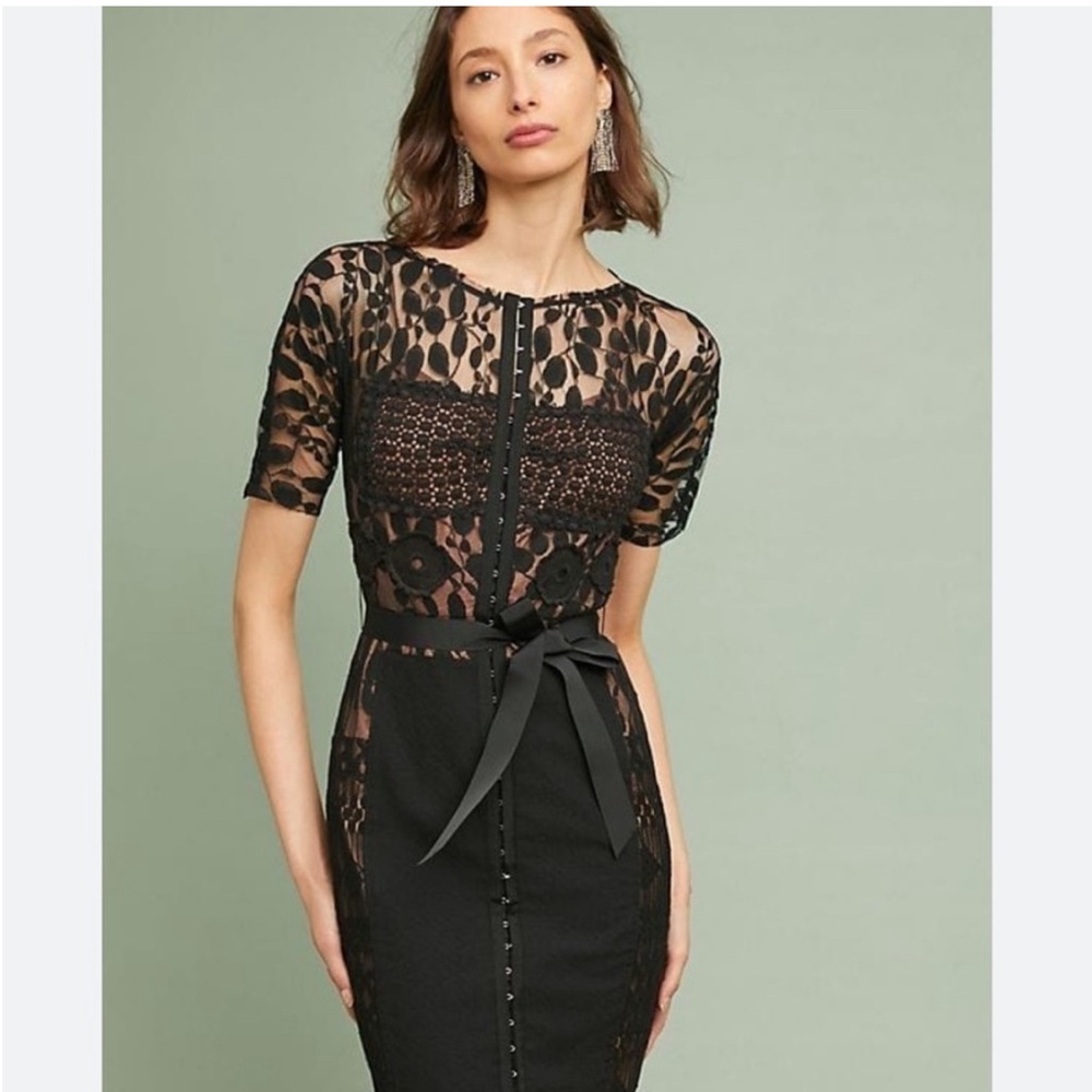 Anthropologie Black Lace Corset Dress
